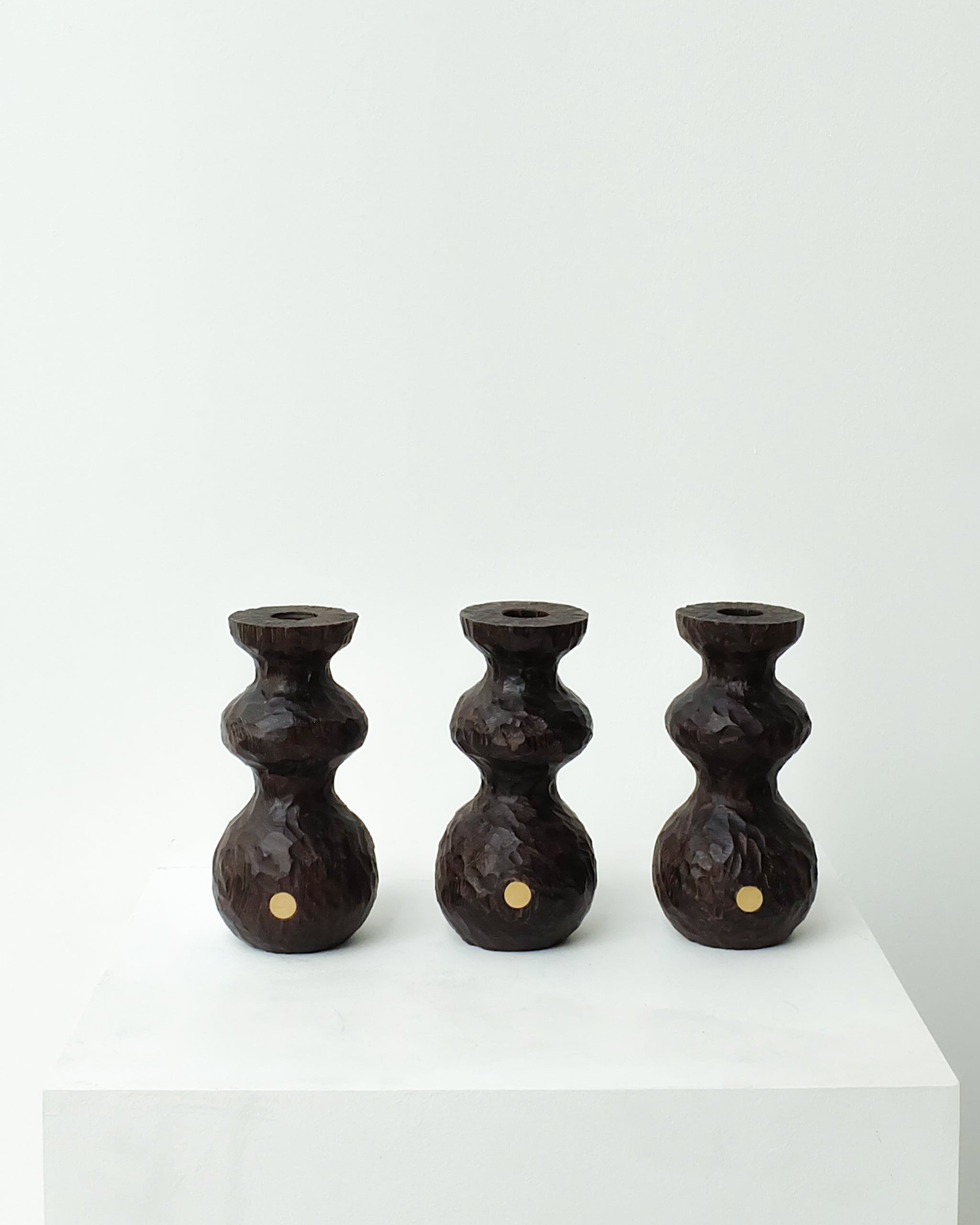 Bougeoir wengé sculpté
