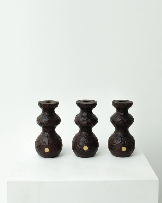 Bougeoir wengé sculpté
